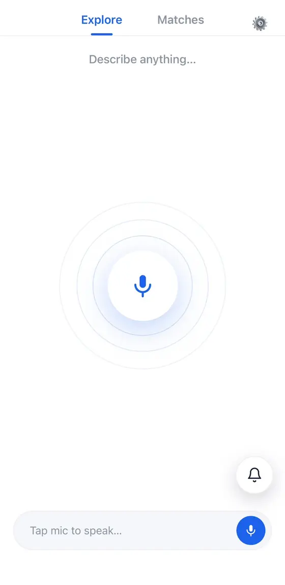 TimeCart app: describing a request and receiving matches